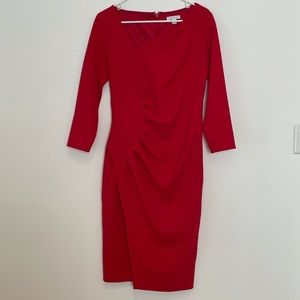 New York & Company Red Asymmetric Neck Dress